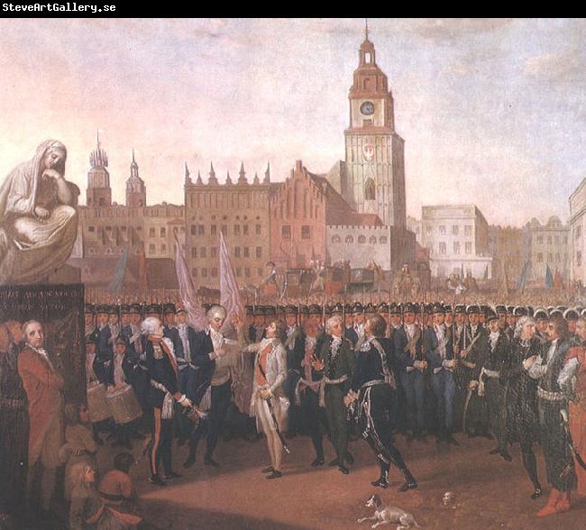 Franciszek Smuglewicz Kosciuszko taking the oath at the Cracow Market Square.